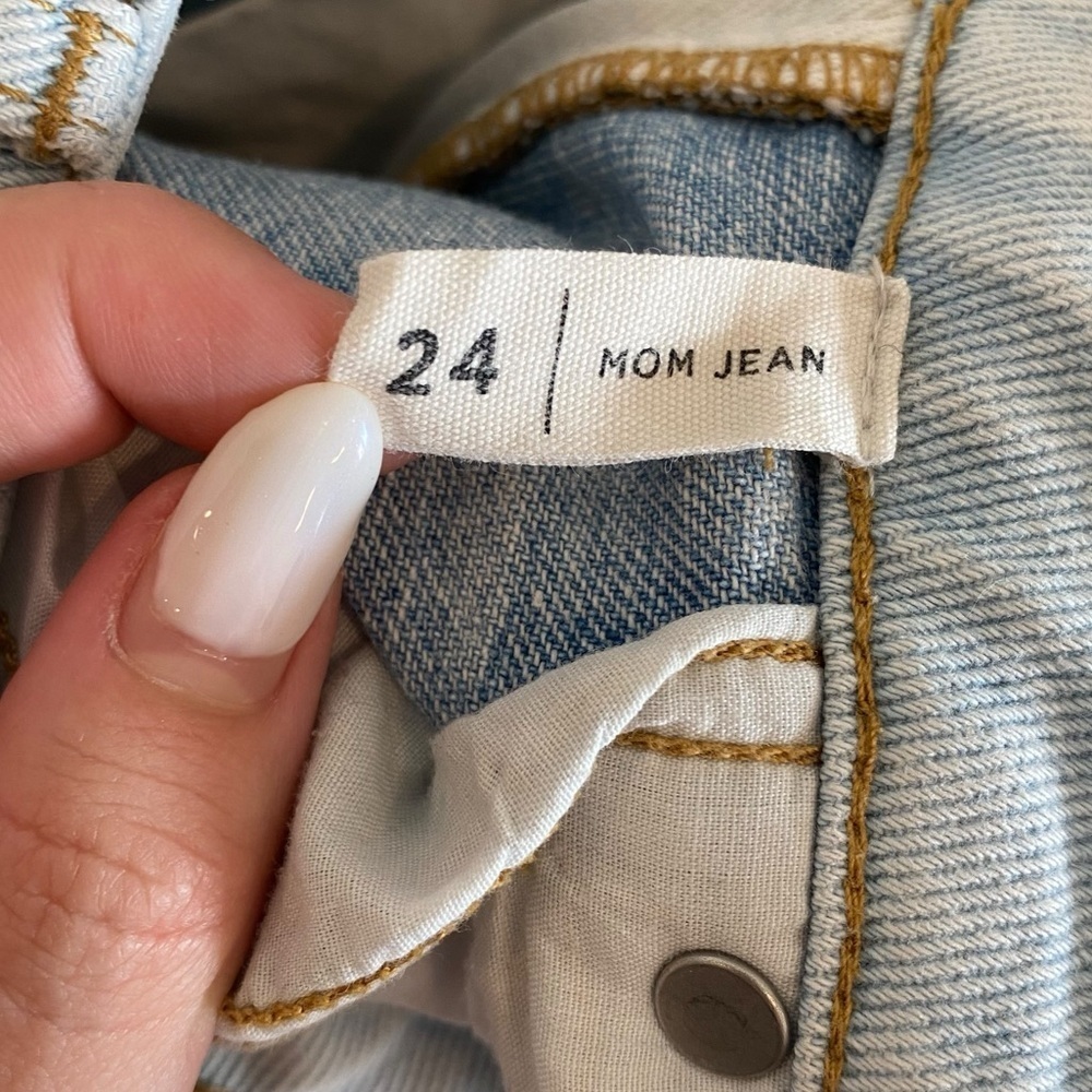 Pacsun Eco Hopper Patch Mom Jean Two Tone Blue Wash - Picture 10 of 14
